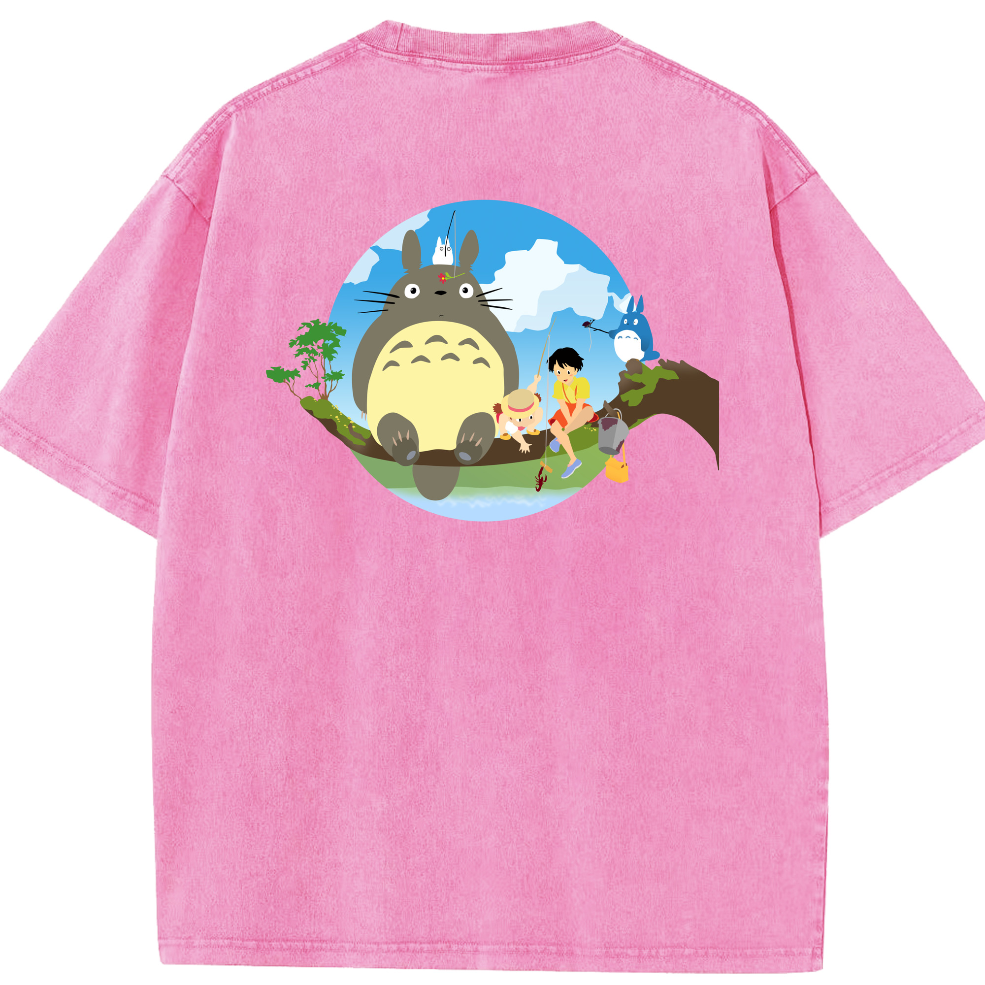 （画像用） となりのトトロ 草壁メイ 草壁サツキ My Neighbor Totoro Satsuki Kusakabe Mei Kusakabe 綿100% ヴィンテージ風 半袖Tシャツ（背面プリント）